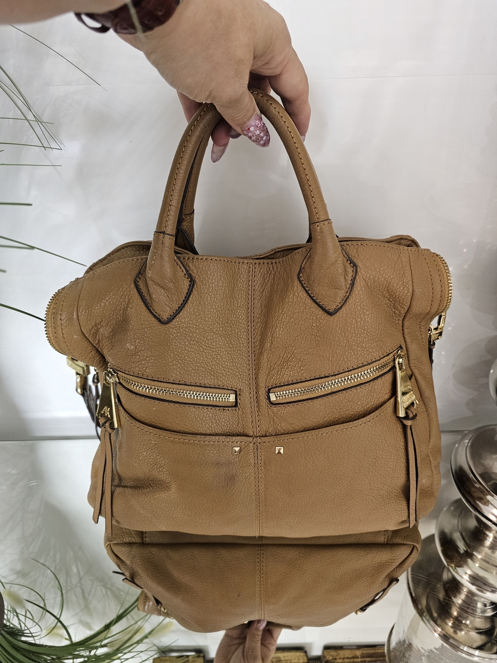 Aimee Kestenberg Cognac Leather Top-Handle Satchel